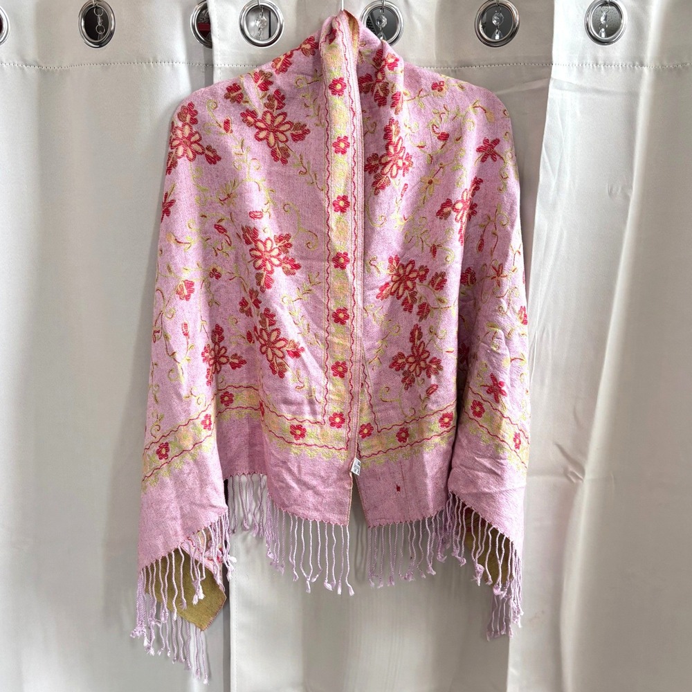 Viki Scarf Designer Floral Embroidered Silk Viscose Blend Shawl Scarf Wrap 19726